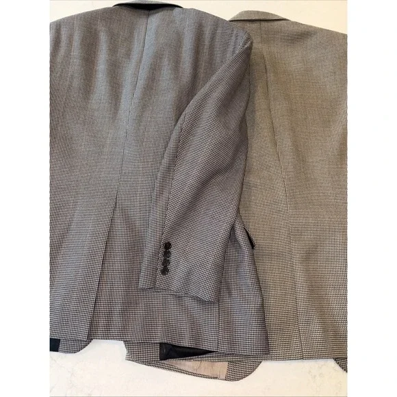 2 Haggar Sport Coat Jacket Mens 40S Houndstooth Patern Black Tan 40 Short Blazer - Picture 10 of 10